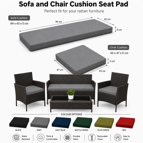 Rattan chair cushion set - cushion, &